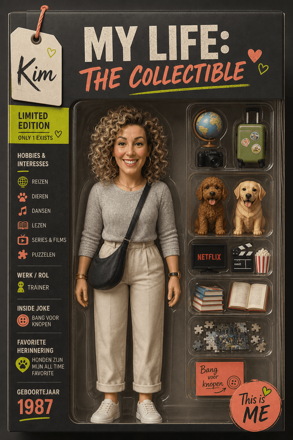 Echt Solo collectible voorbeeld met hobby's en huisdieren