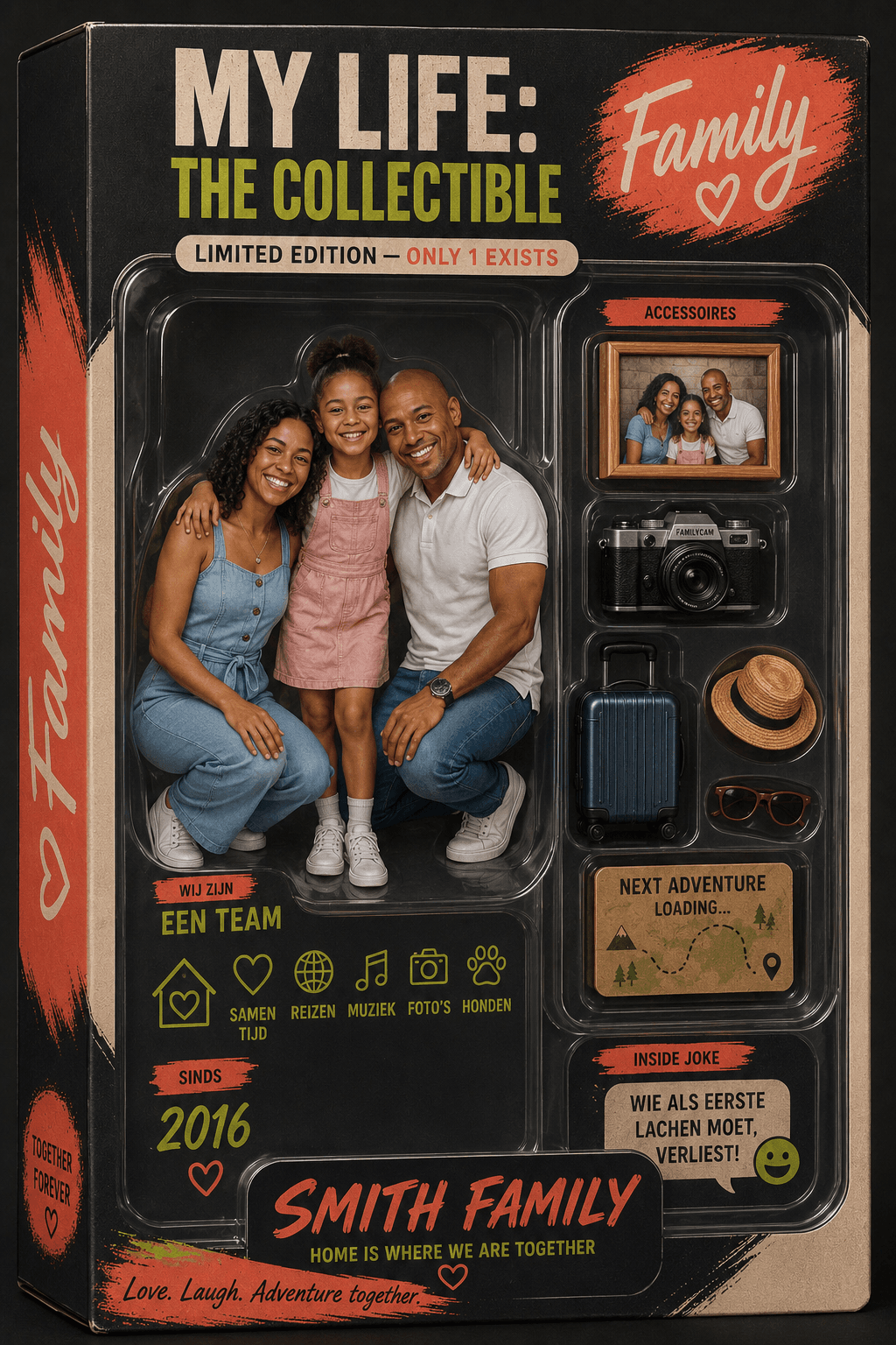 Echt Family collectible voorbeeld met familieherinneringen